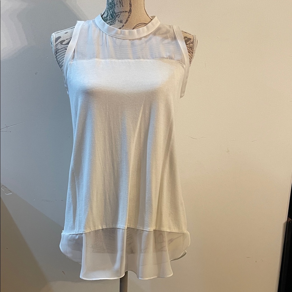 Vince Camuto Cream Sheer Hem Tank Top